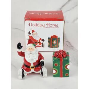 Fitz & Floyd Salt & Pepper Shakers 3 1/2" Ceramic 2007 Holiday Home New w/ Box